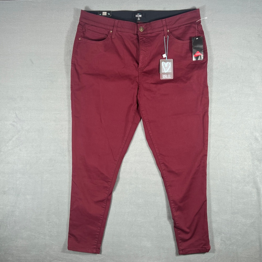 LuLaRoe Womens Denim Pants 40 Burgundy Solid Skinny Fit Full Length NWT